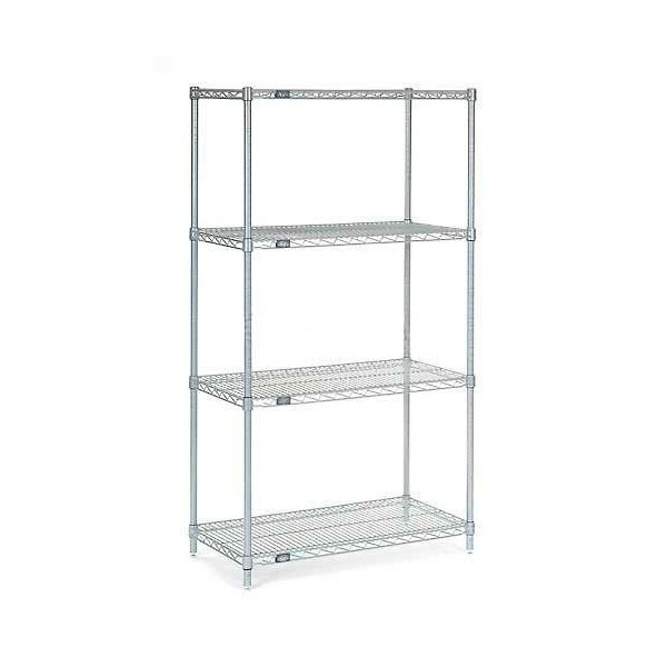 Nexel Nexelate Wire Shelving Starter Unit, Silver Epoxy, 72W X 21D X 74H 21727EP - main